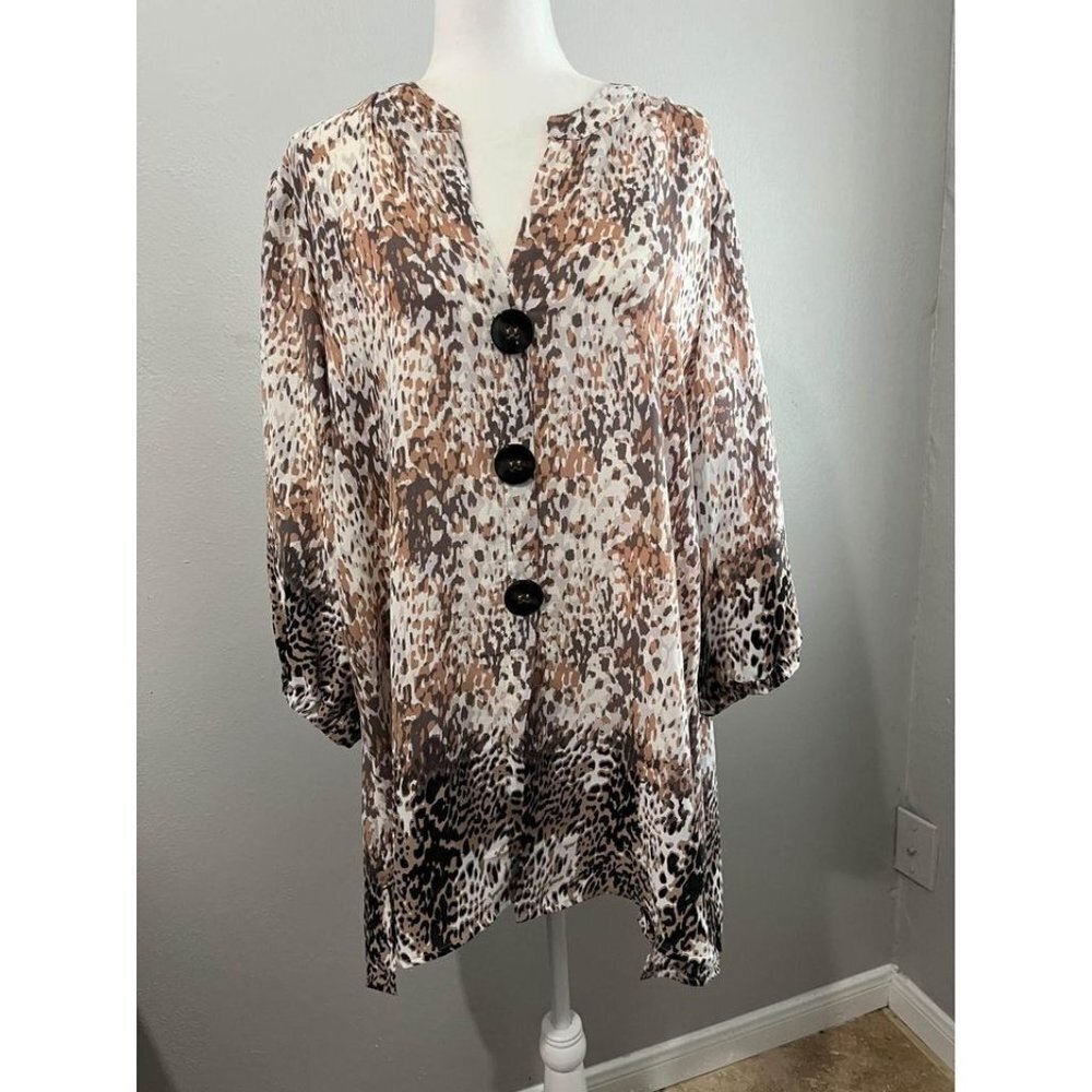 Studio Woman JPR Animal Print Tunic Blouse Woman Size 1X